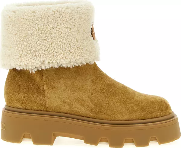 Beige Calfskin Ankle Boots