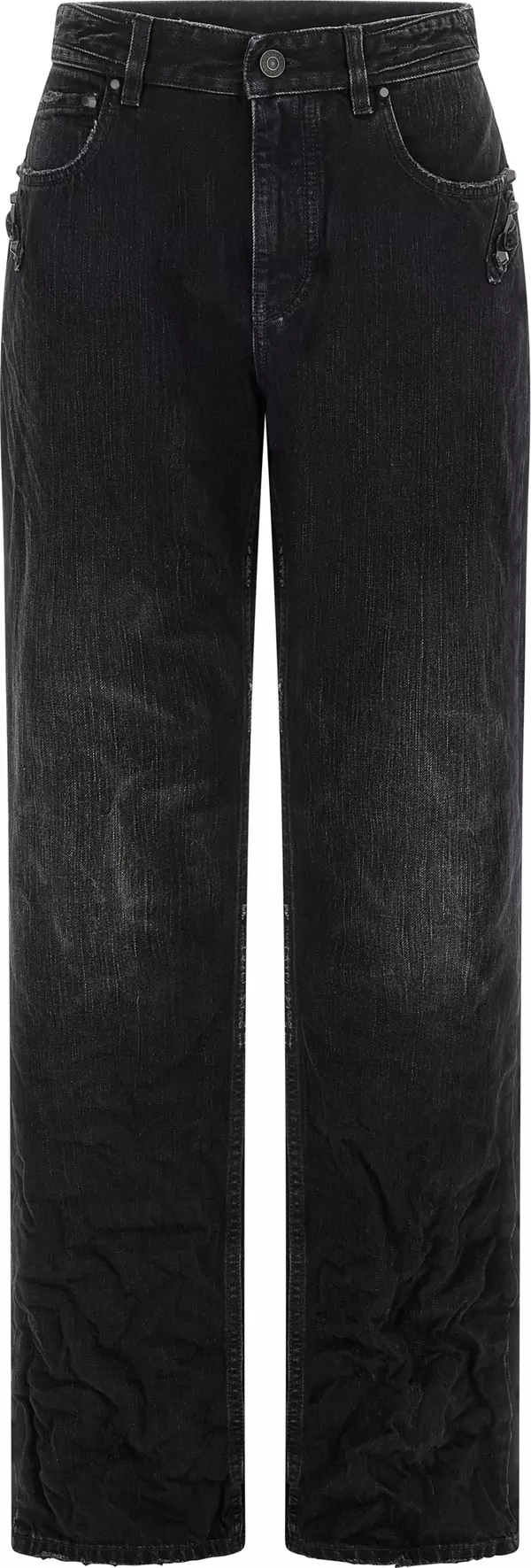 Black Cotton Straight-Leg Jeans