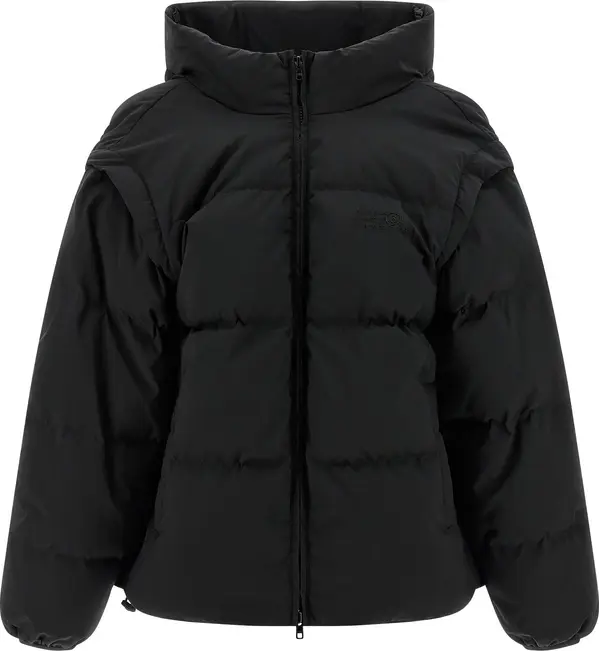 Black Polyester Full-Length Jacket