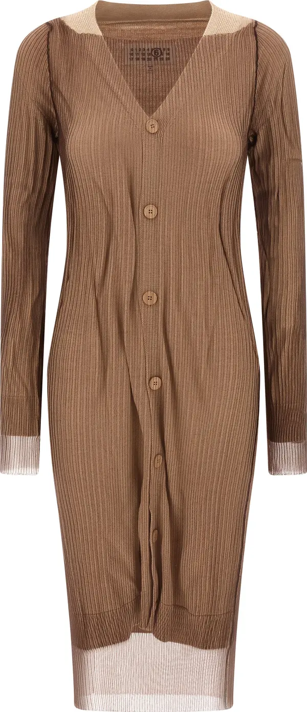 Beige Polyamide Midi Dress