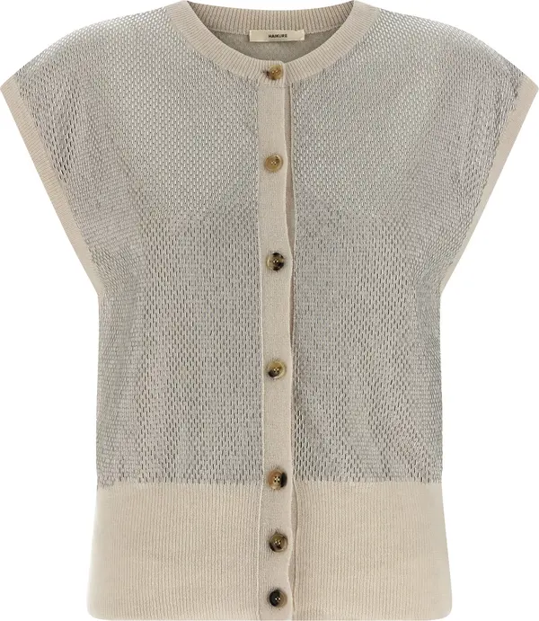 Beige Virgin Wool Sleeveless Jacket