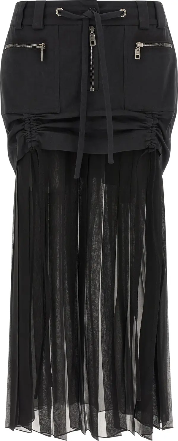 Black Silk Midi Skirt