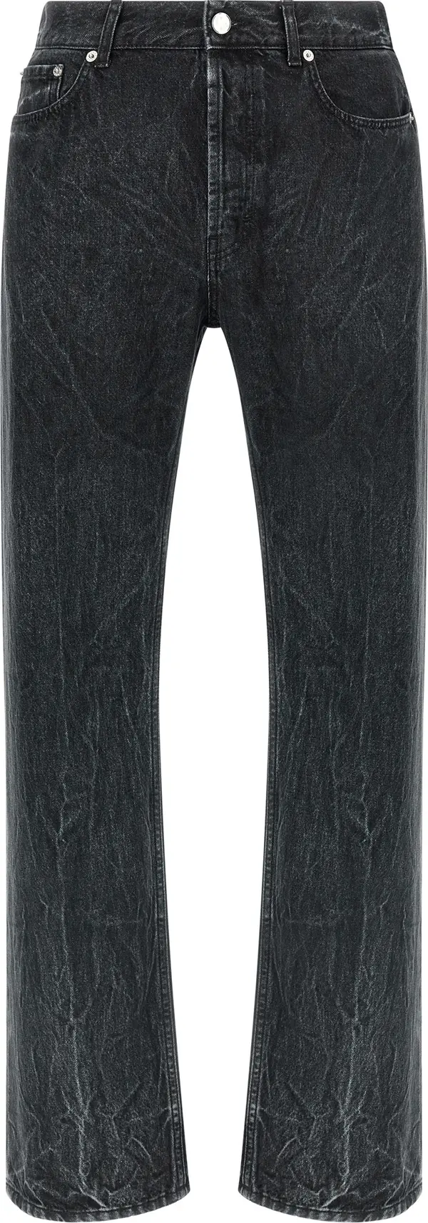 Black Cotton Straight-Leg Jeans