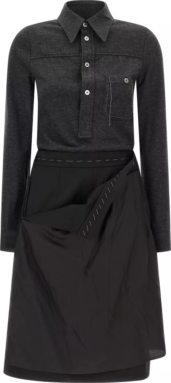 Gray Virgin Wool Midi Dress