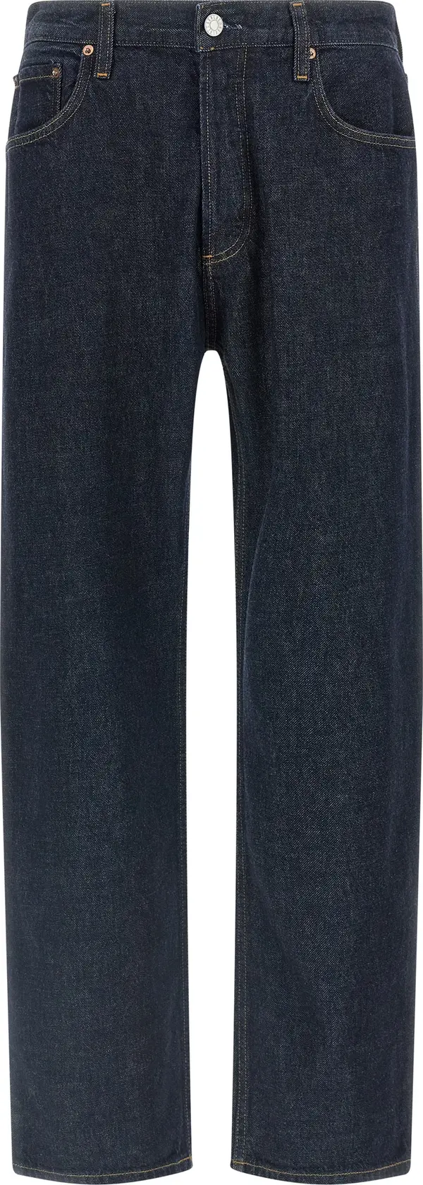 Blue Cotton Straight-Leg Jeans