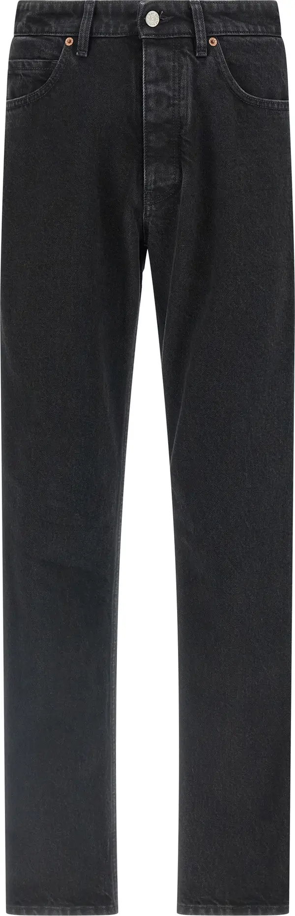 Black Cotton Tapered Jeans