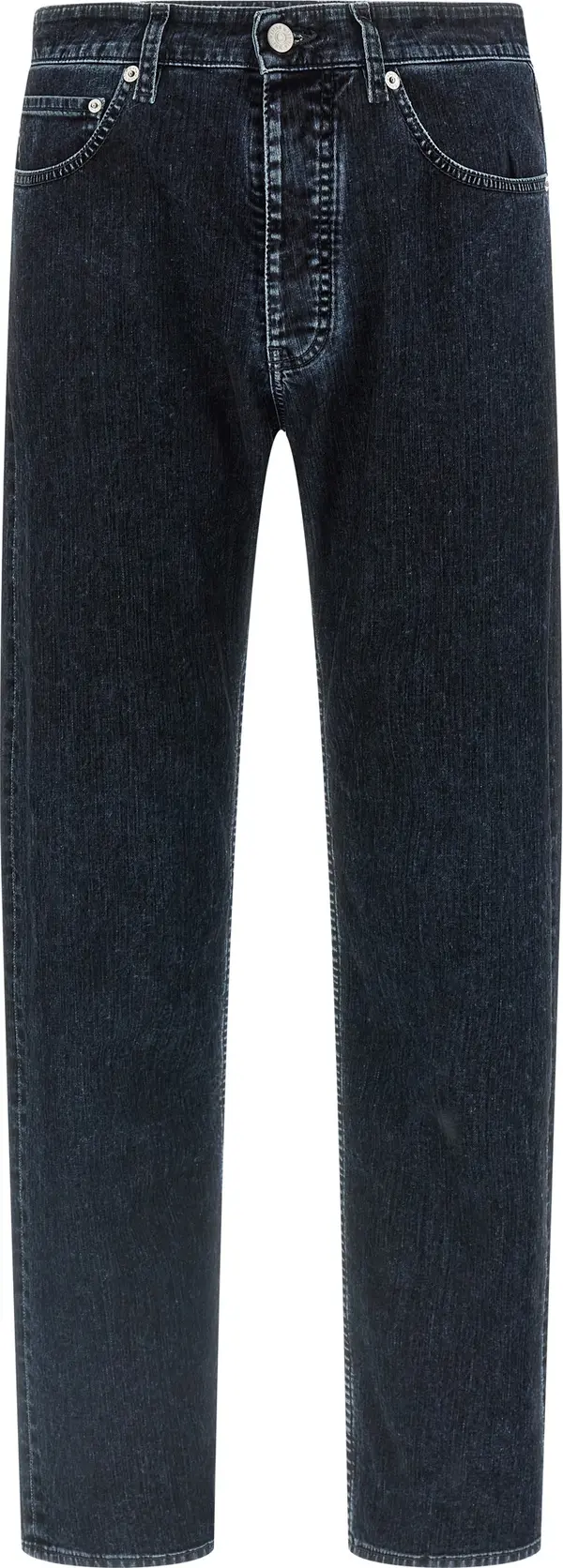 Black Cotton Straight-Leg Jeans