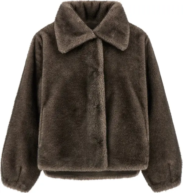 Brown Polyamide Full-Length Jacket