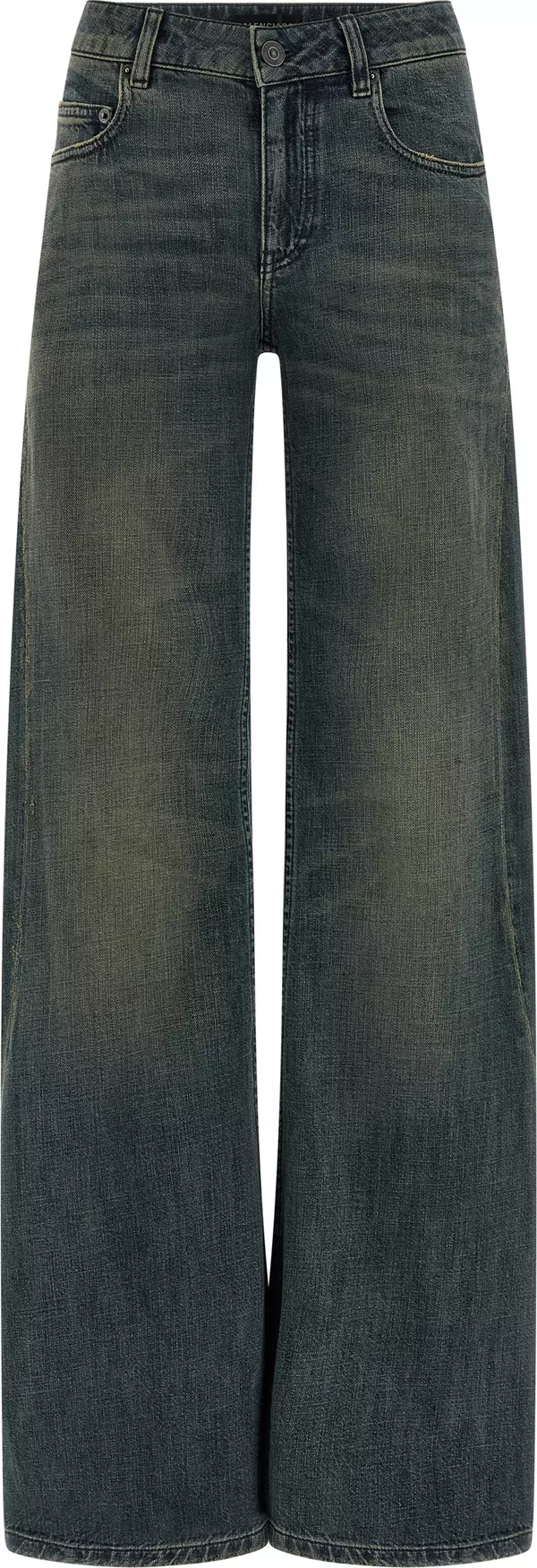 Blue Cotton Flared Jeans