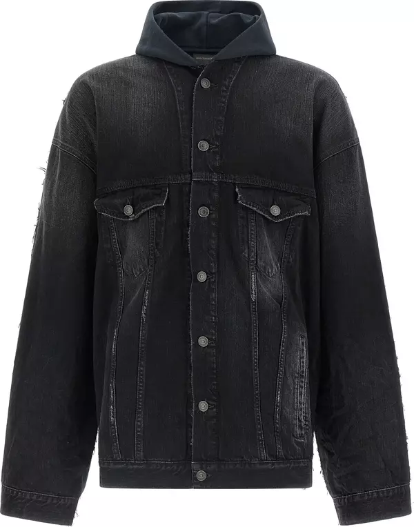 Black Cotton Denim Jacket