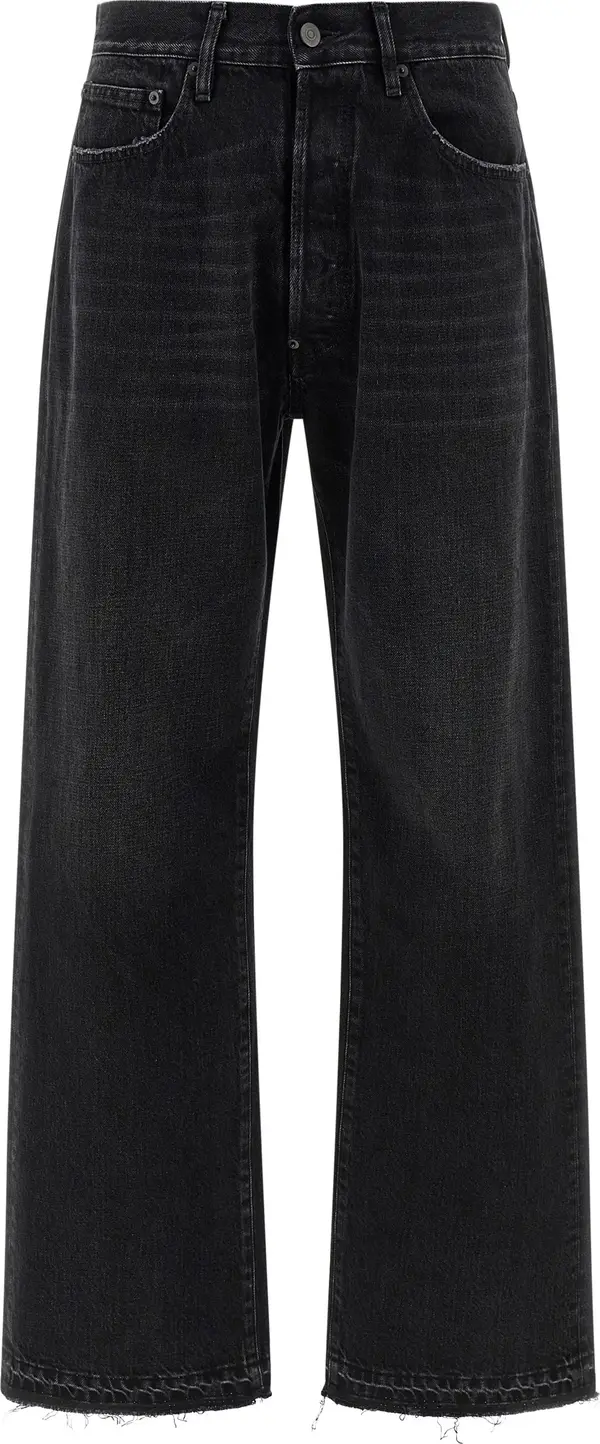 Black Cotton Straight-Leg Jeans