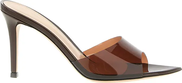 Brown Plastic Stiletto Heel Sandals