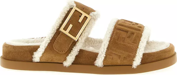 Beige Calfskin Slides