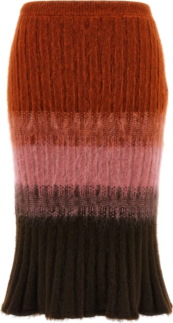 Multicolor Wool Midi Skirt