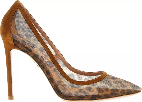 Brown Textile High Heel Pumps