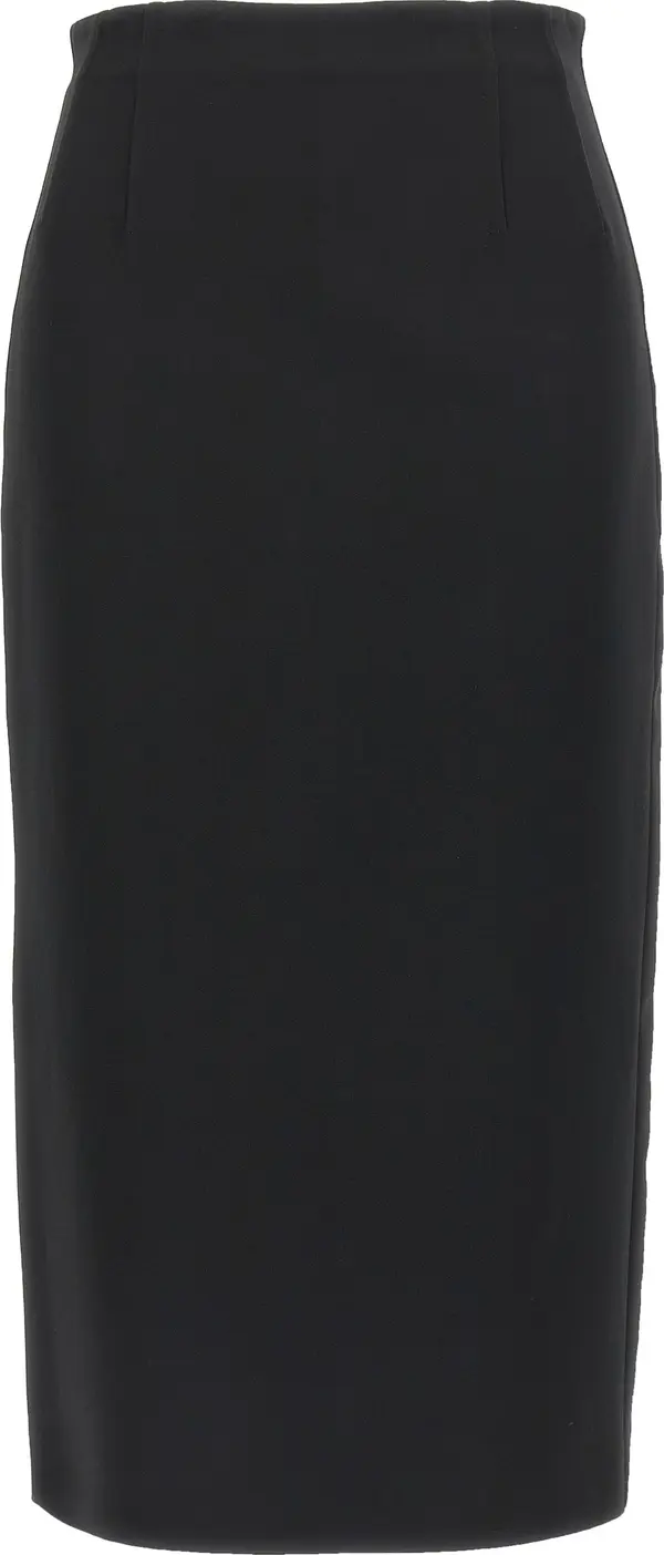 Black Viscose Midi Skirt