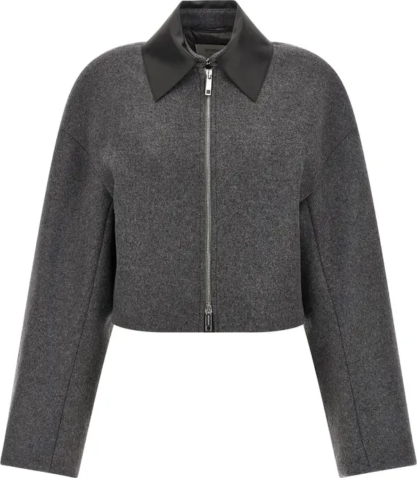Gray Virgin Wool Full-Length Jacket