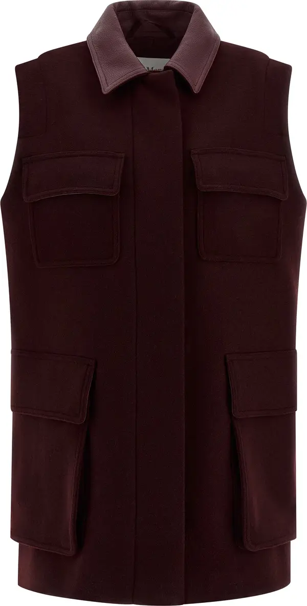 Bordeaux Virgin Wool Sleeveless Jacket