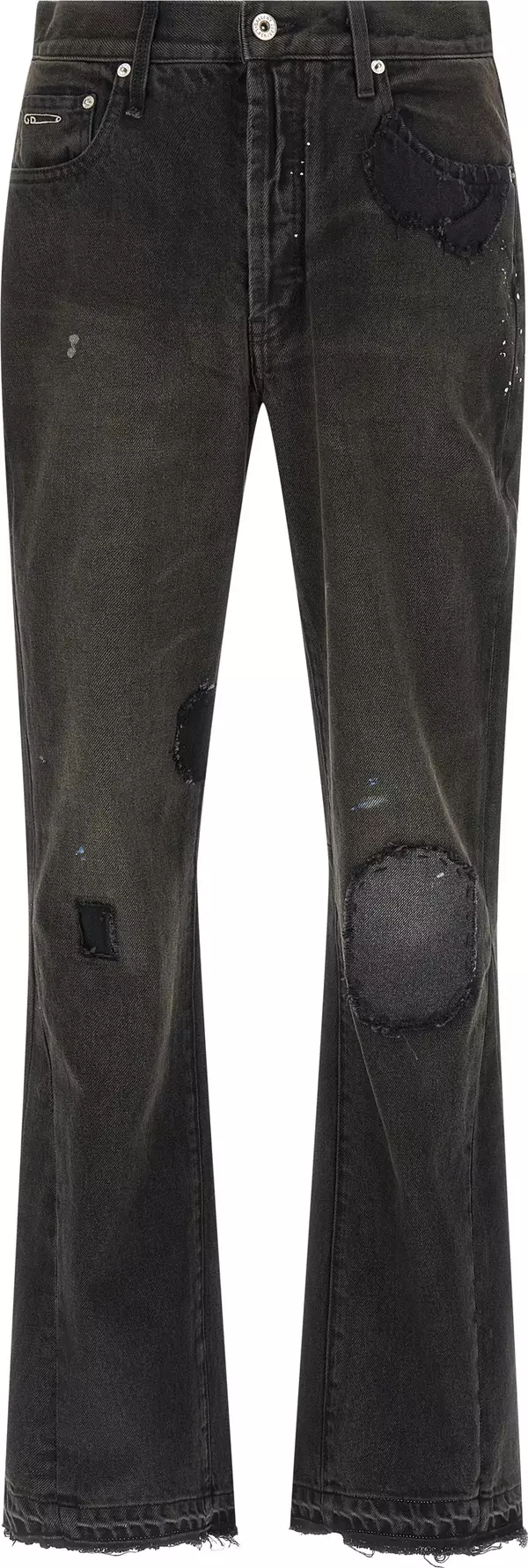Black Cotton Flared Jeans