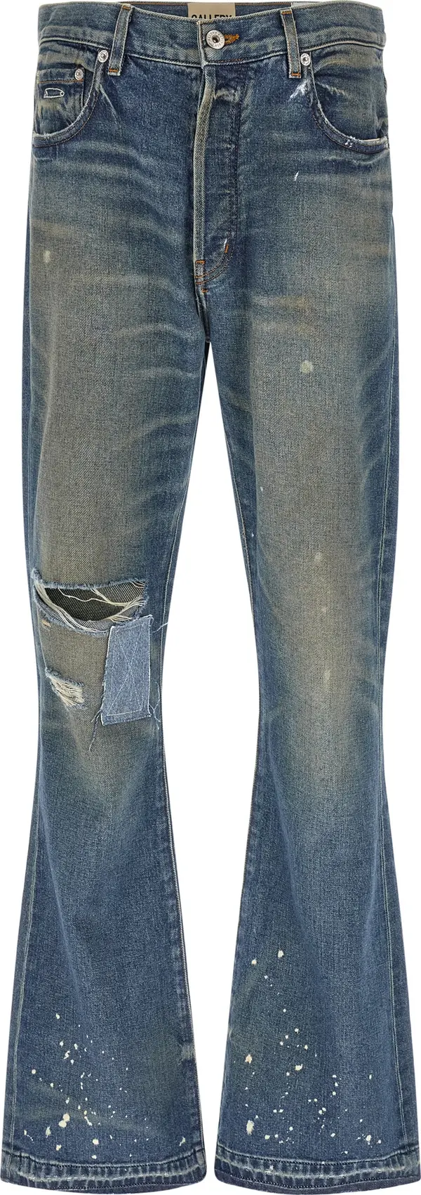 Blue Cotton Flared Jeans