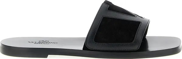Black Calfskin Slides