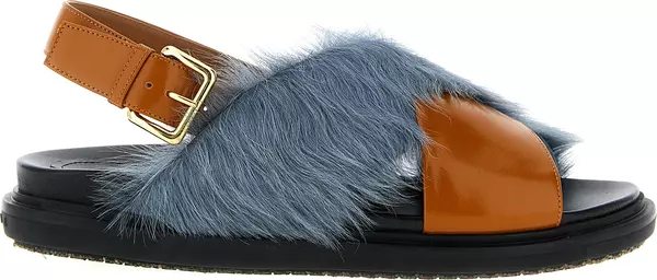 Multicolor Lamb Leather Flat Sandals