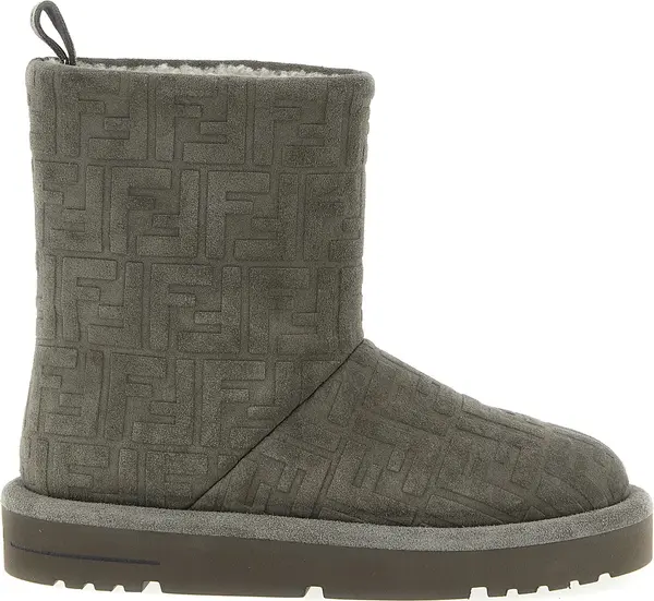 Gray Calfskin Ankle Boots
