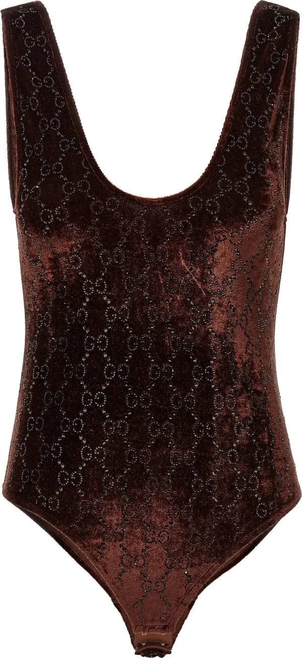 Brown Polyamide Bodysuit