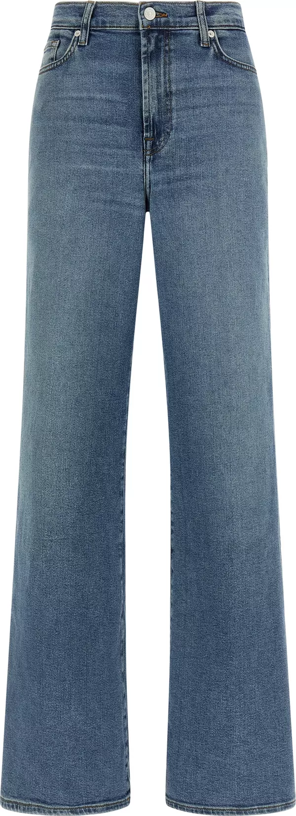 Blue Cotton Straight-Leg Jeans