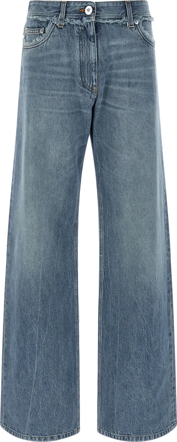 Blue Cotton Boyfriend Jeans