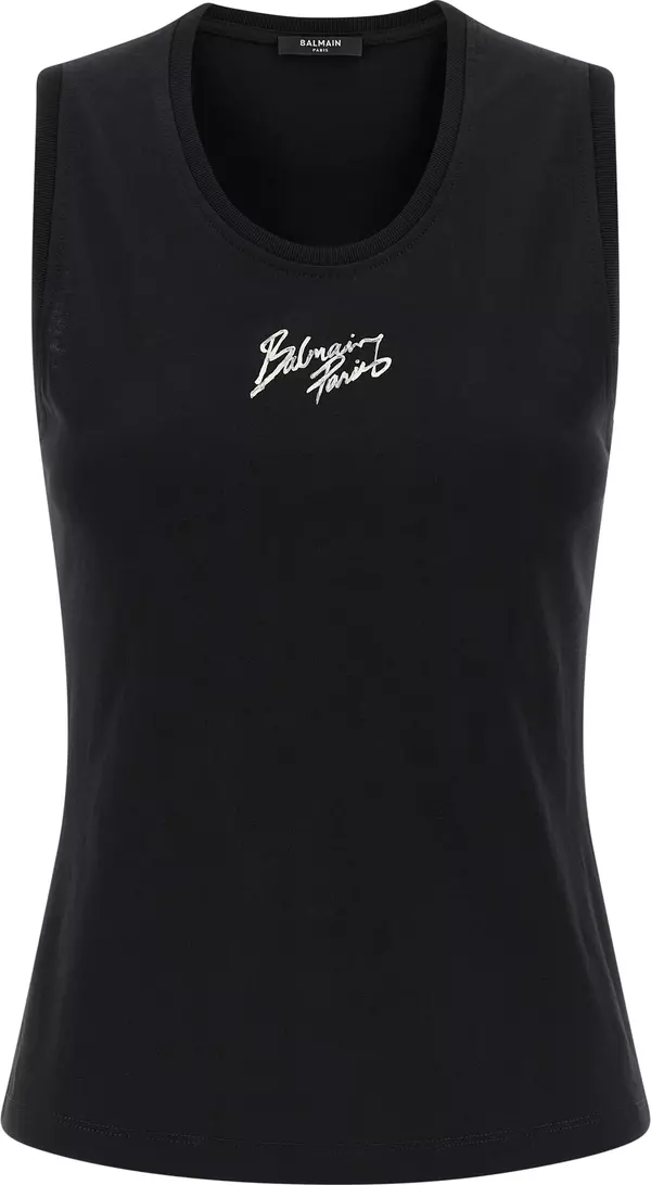 Black Cotton Sleeveles T-Shirt