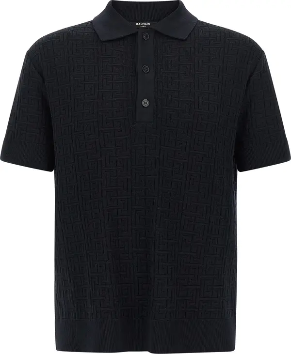 Blue Wool Polo Shirt