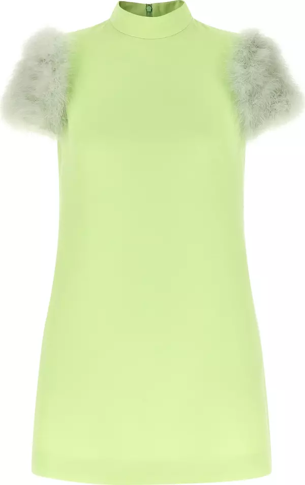 Bicolor Virgin Wool Short Dress