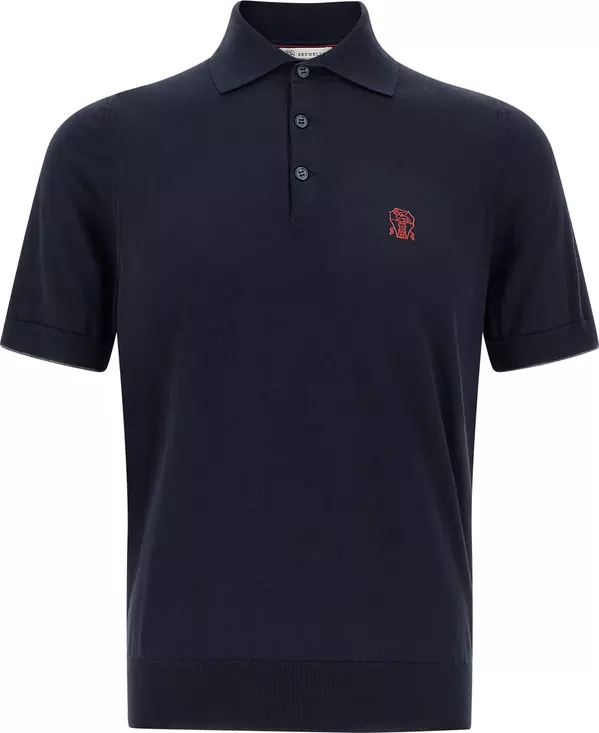 Blue Cotton Polo Shirt