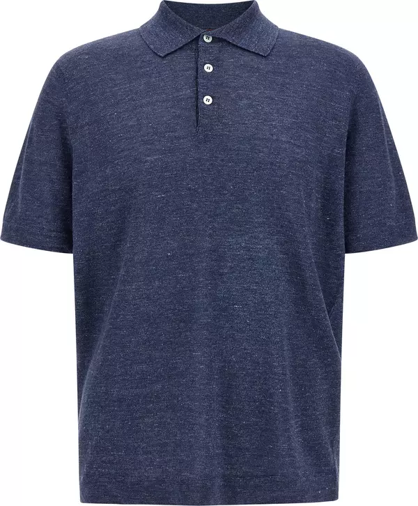Blue Linen Polo Shirt