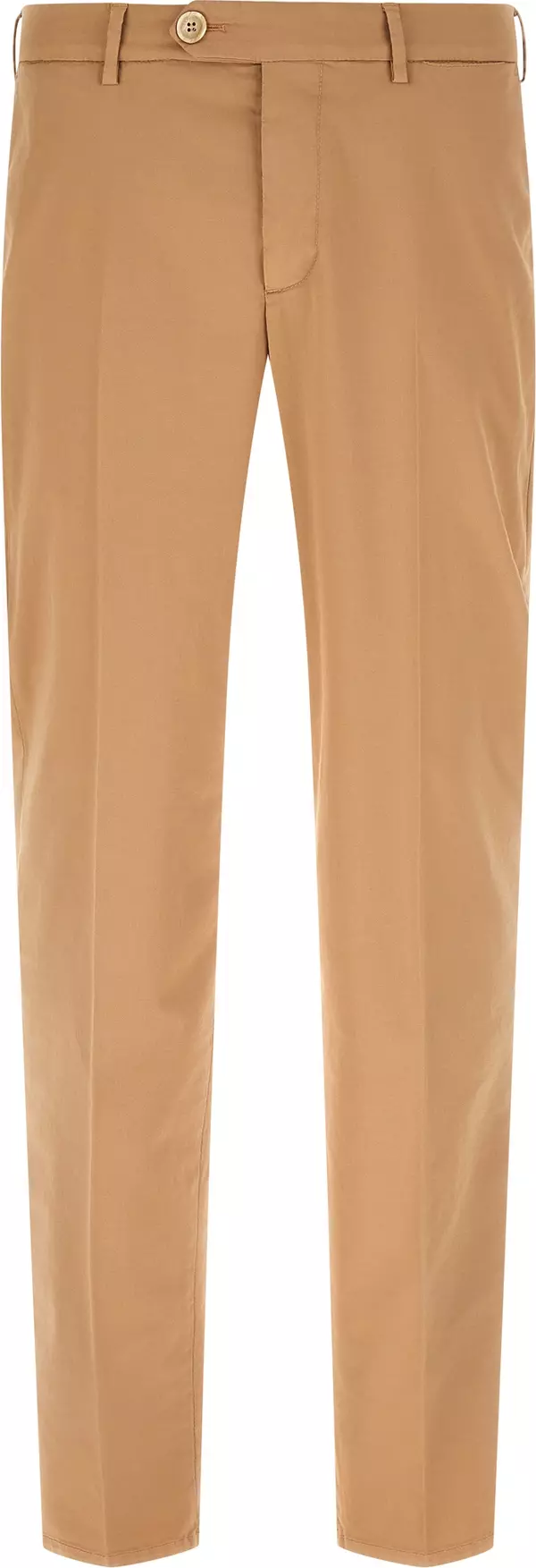 Beige Cotton Casual Pants