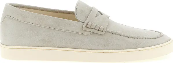 Gray Calfskin Slip-On Loafers