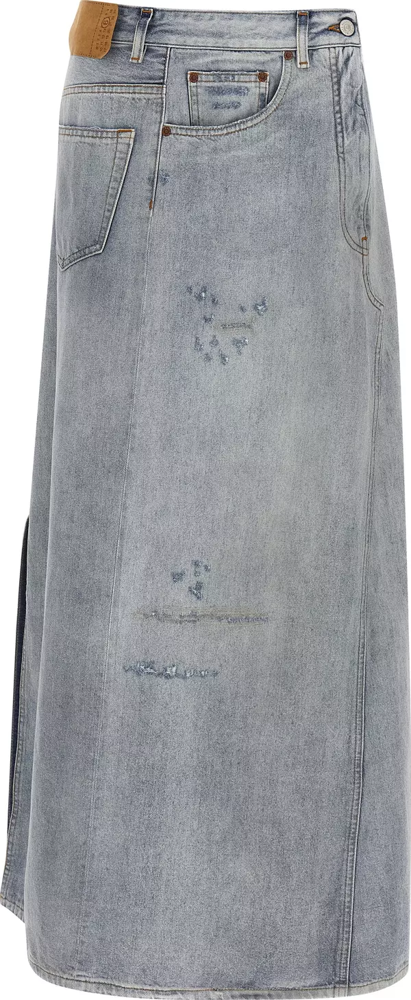 Blue Cotton Mini Skirt