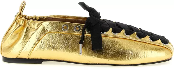 Gold Polyethylene Ballet Flats