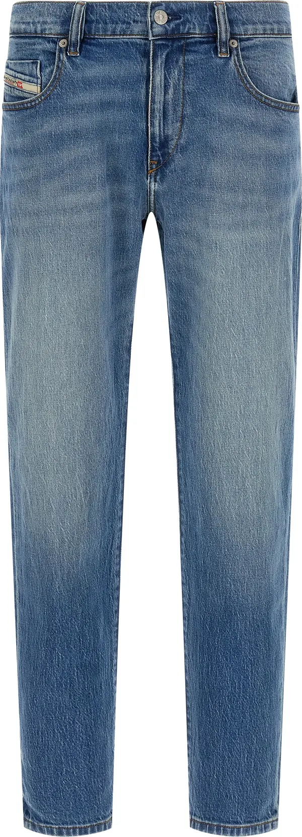 Blue Cotton Straight-Leg Jeans