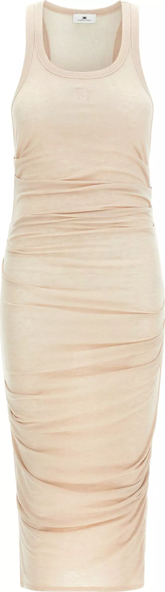 Beige Lycra Midi Dress