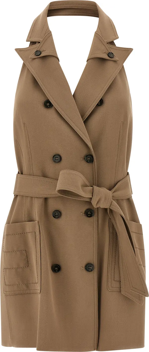 Beige Viscose Short Dress