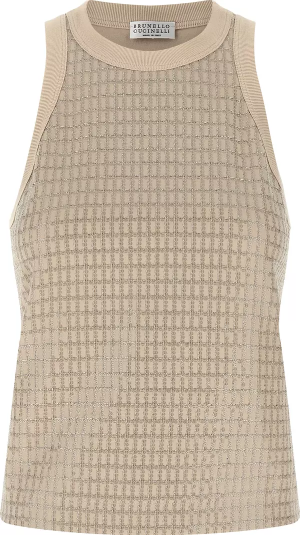 Beige Cotton Tank Tops