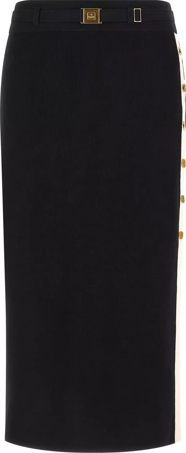 Black Viscose Midi Skirt