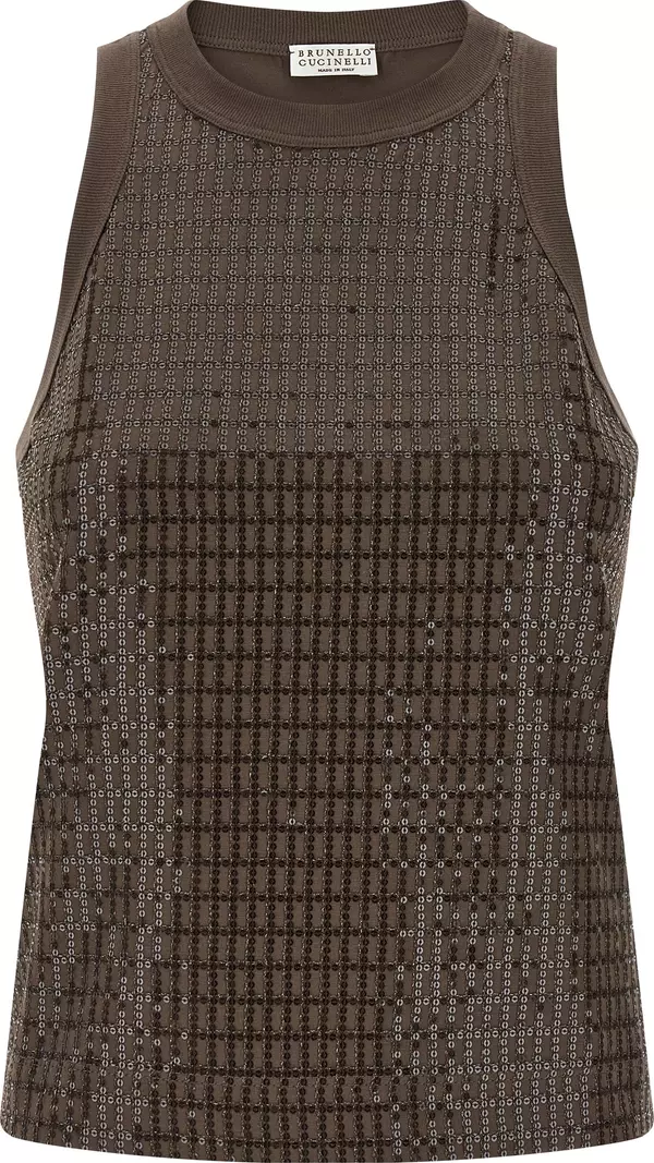 Brown Cotton Tank Tops