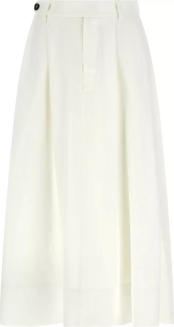 White Viscose Midi Skirt