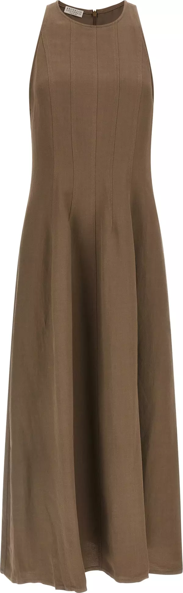 Brown Viscose Midi Dress