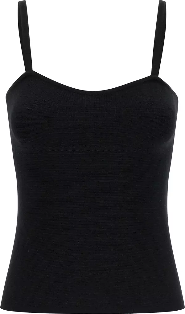 Black Virgin Wool Tank Tops