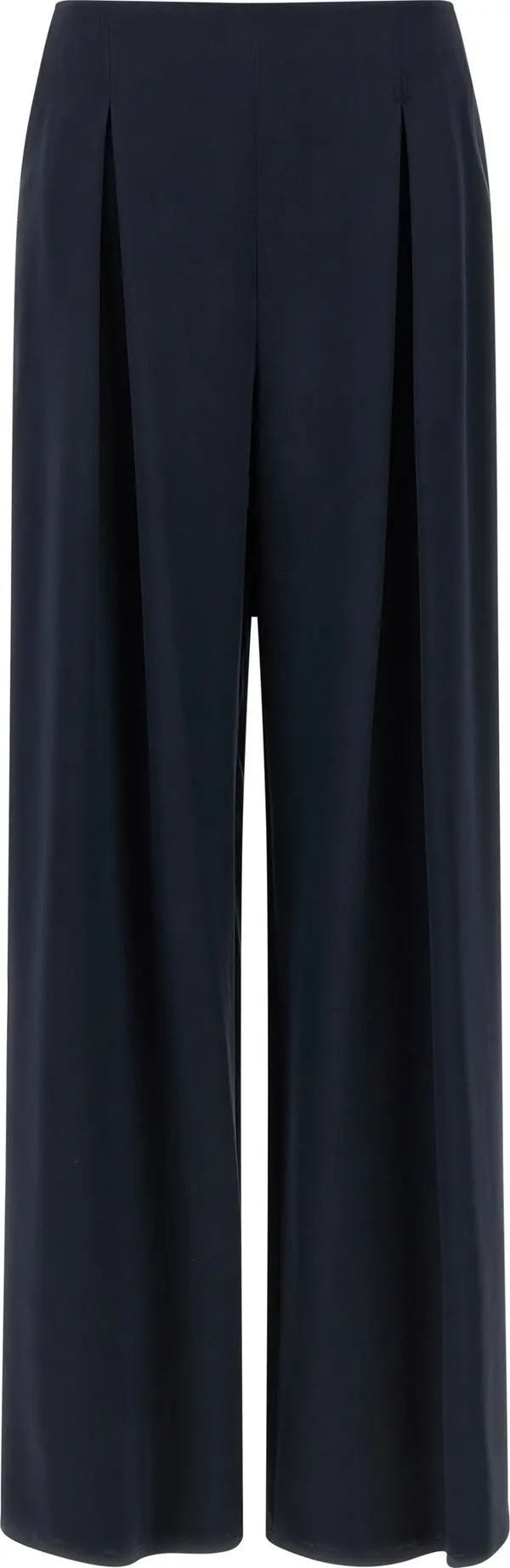 Blue Silk Casual Pants