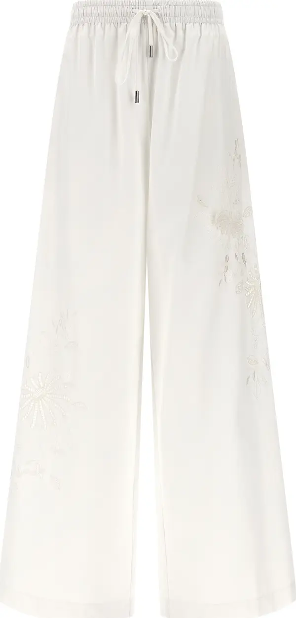 White Cotton Casual Pants